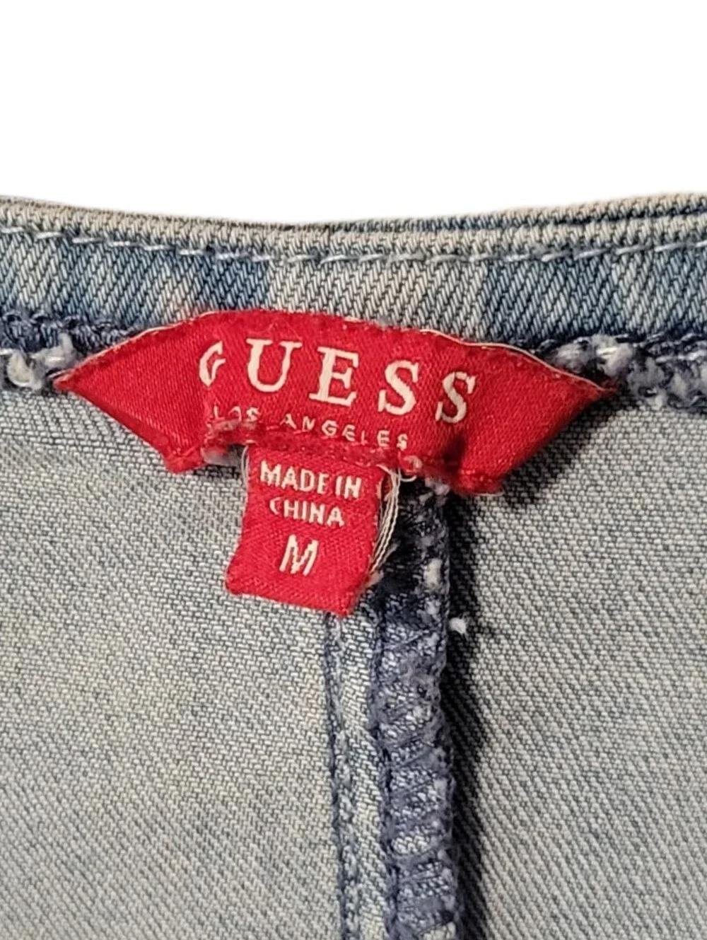 Guess Light Blue Denim V-Neck Zip Mini Dress - Picture 5 of 8